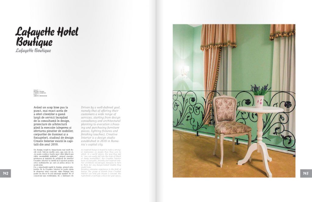 Articolul Lafayette Hotel Boutique in Bucharest in Revista I Love Romania