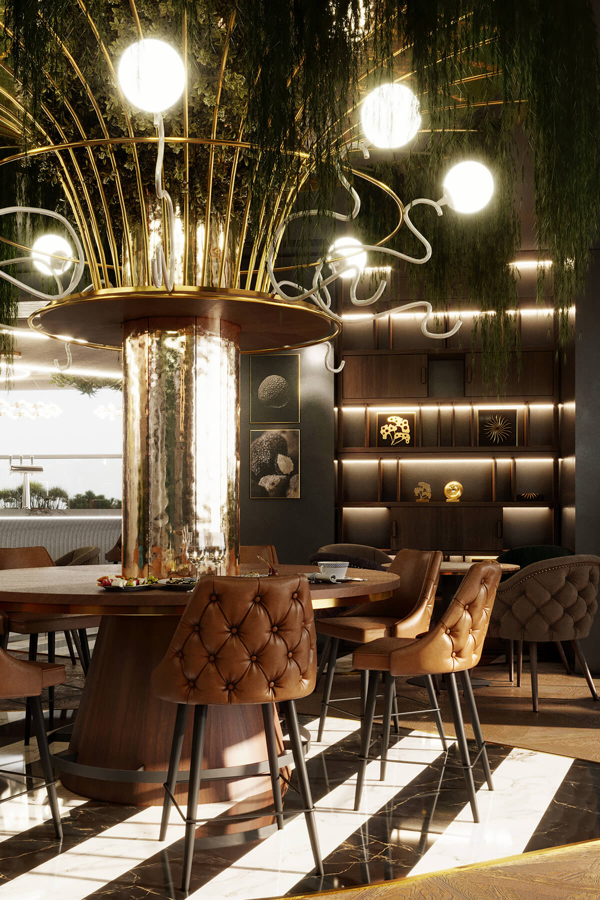 Restaurant Cigar lounge design interior fine dining art deco luxury