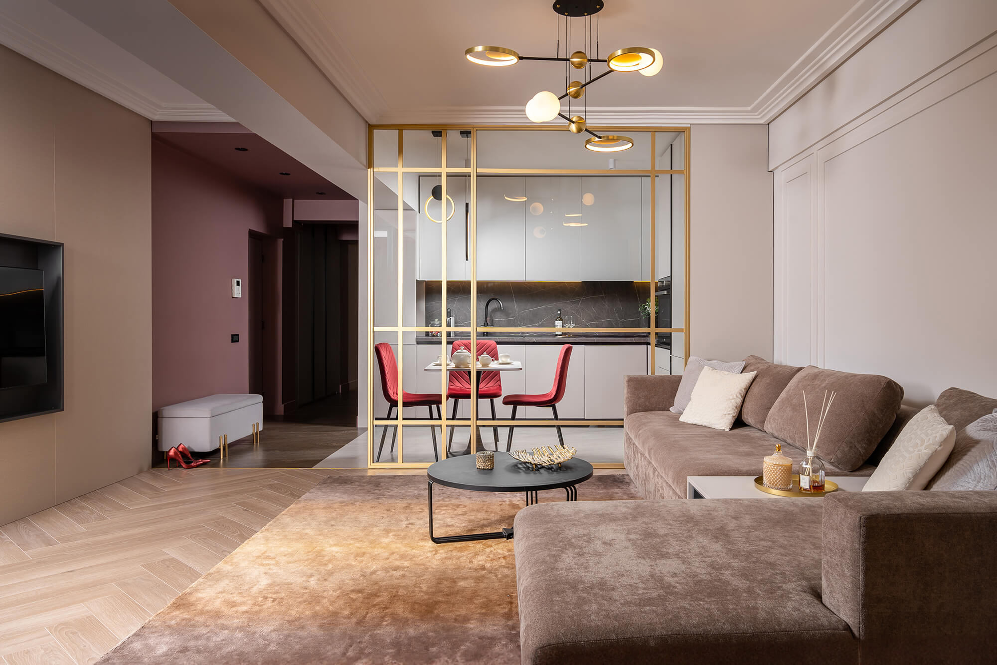 design interior apartament dorobanti bucuresti sufragerie partitie sticla