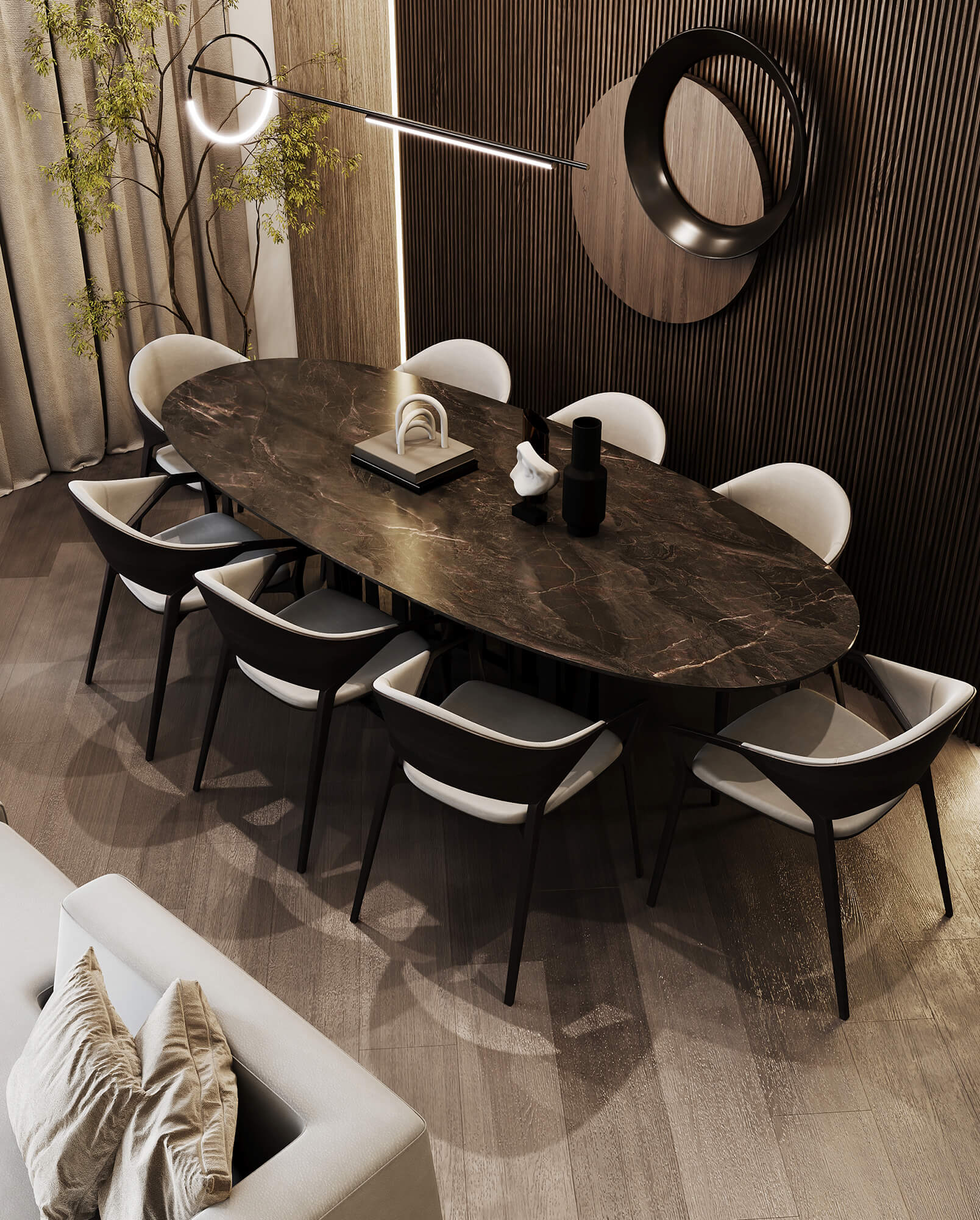 Design interior living canapea viitorului masa dining