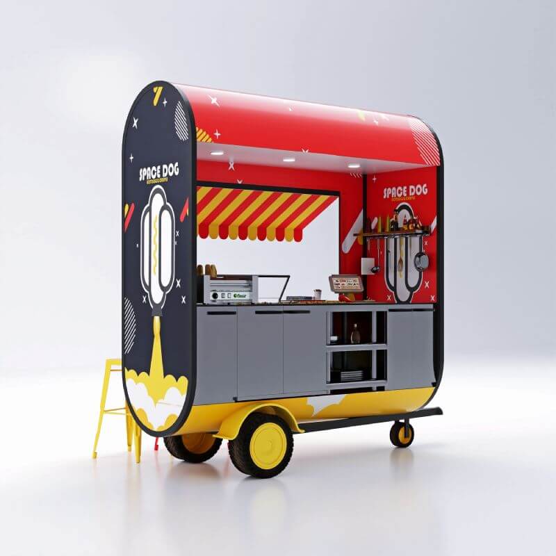 SpaceDog stand hot-dog rosu